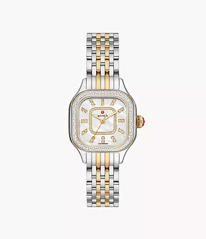 Meggie Two-Tone 18K Gold-Plated Diamond Watch by Michele Watches