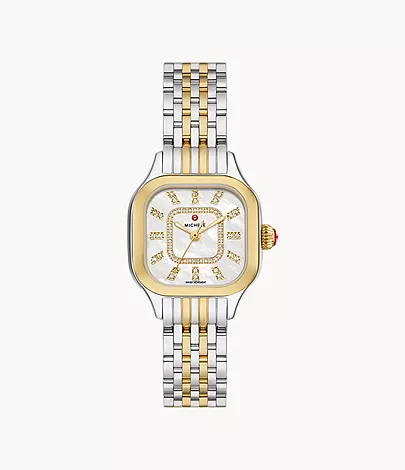 Meggie Two-Tone 18K Gold-Plated Diamond Dial Watch by Michele Watches