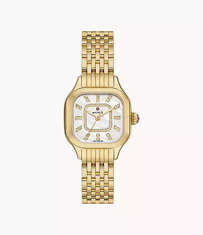 Meggie 18K Gold-Plated Diamond Dial Watch by Michele Watches