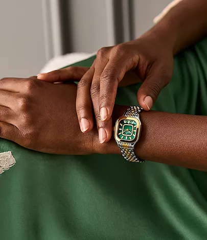 Meggie Green Dial 18K Two-Tone Gold-Plated Diamond Dial Watch by Michele Watches