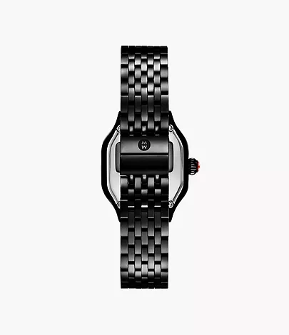 Meggie Three-Hand Black Stainless Steel Watch by Michele Watches