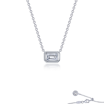 East West Bezel Simulated Bezel Necklace in Sterling Silver