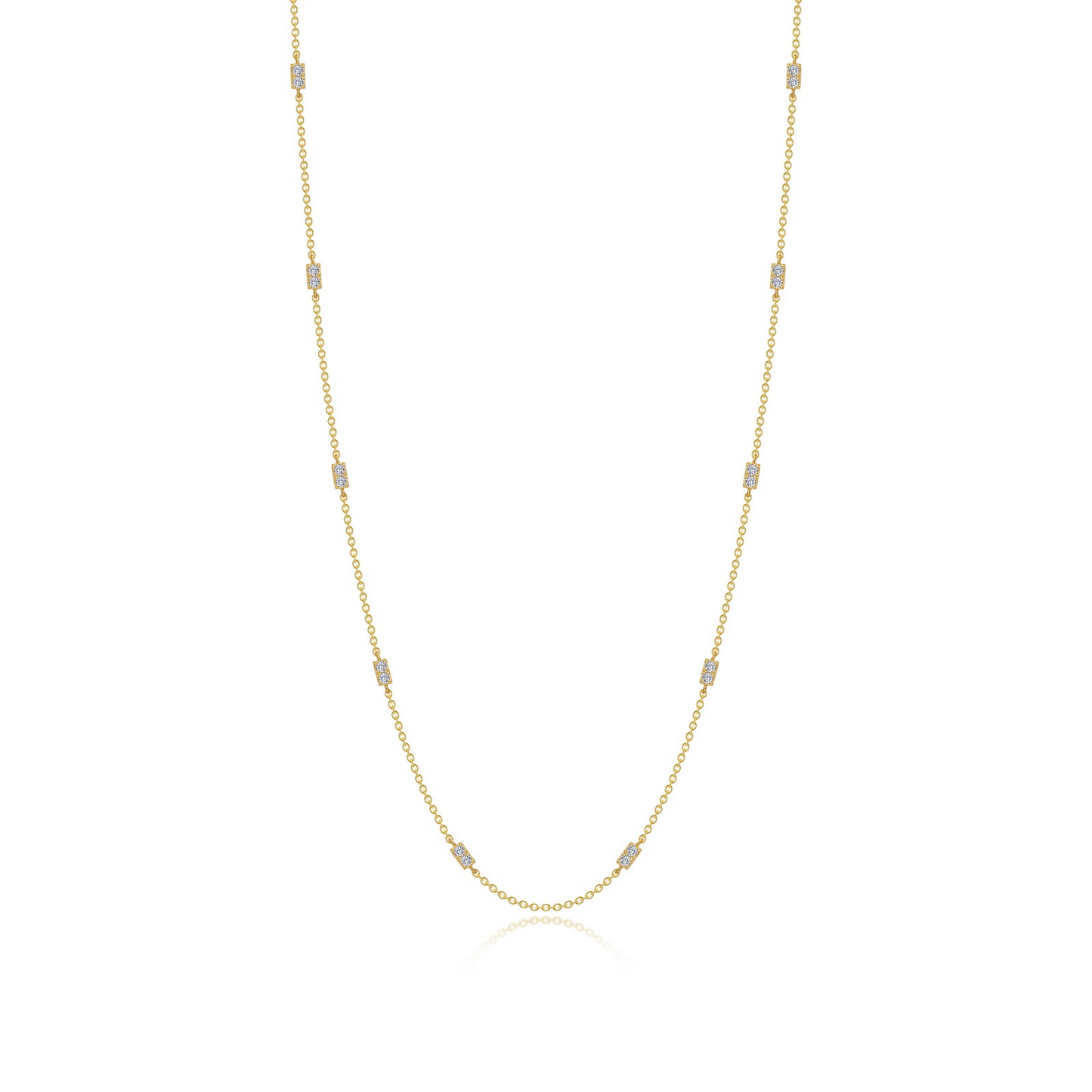 Simulated Diamond Station Necklace in Gold Plated Sterling Silver