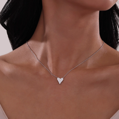Simulated Diamond Heart Necklace in Sterling Silver