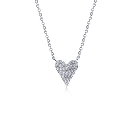 Simulated Diamond Heart Necklace in Sterling Silver