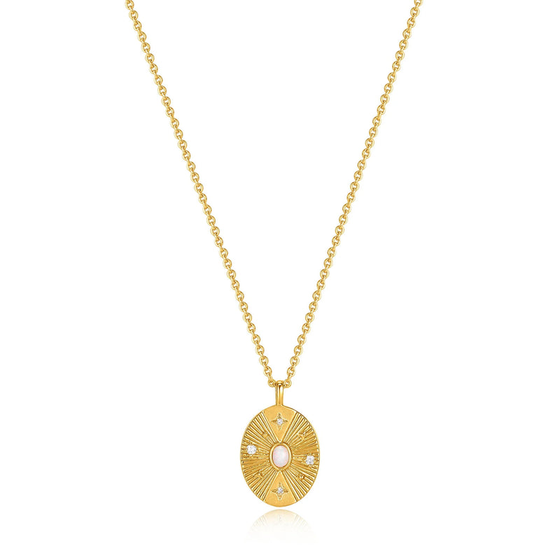 Zoom Gold Scattered Stars Kyoto Opal Disc Necklace