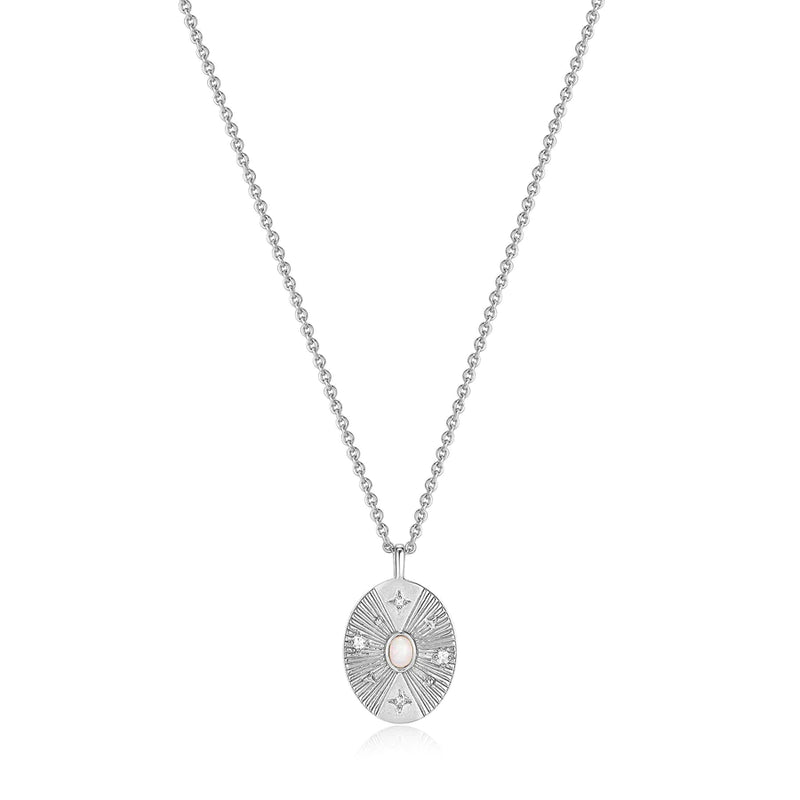 Silver Scattered Stars Kyoto Opal Disc Necklace in Sterling Silver