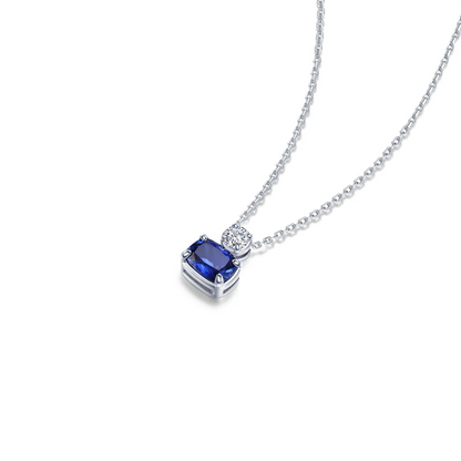 Regal Cushion Grown Sapphire Necklace in Sterling Silver