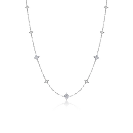 Floral Station Necklace in Sterling Silver