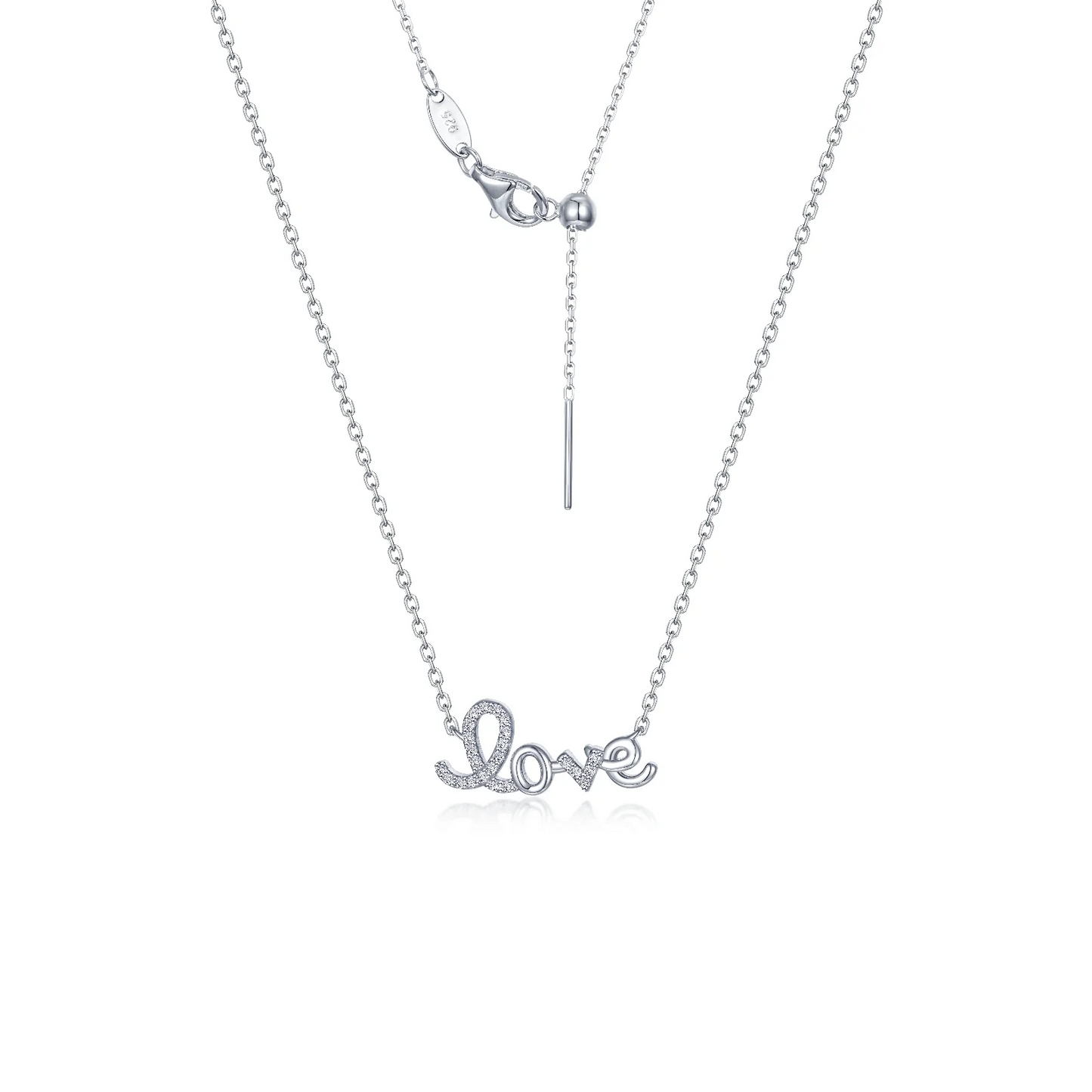 Simulated Diamond Love Necklace in Sterling Silver