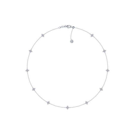 Trillium Simulated Station Necklace in Sterling Silver