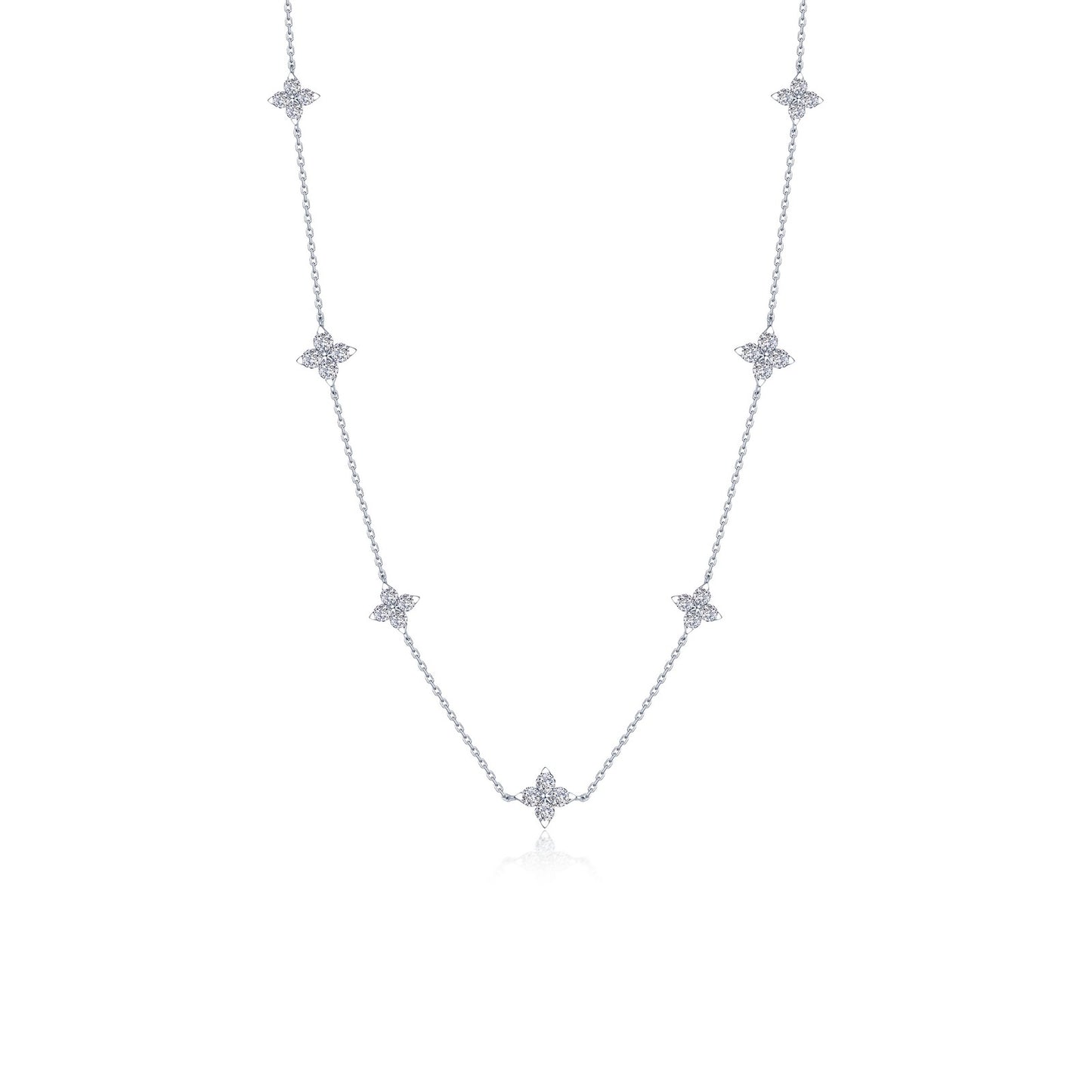 Trillium Simulated Station Necklace in Sterling Silver