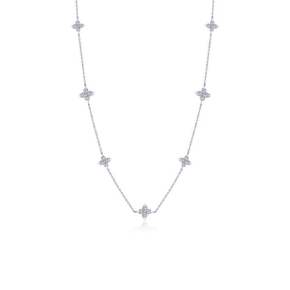 Trillium Simulated Station Necklace in Sterling Silver