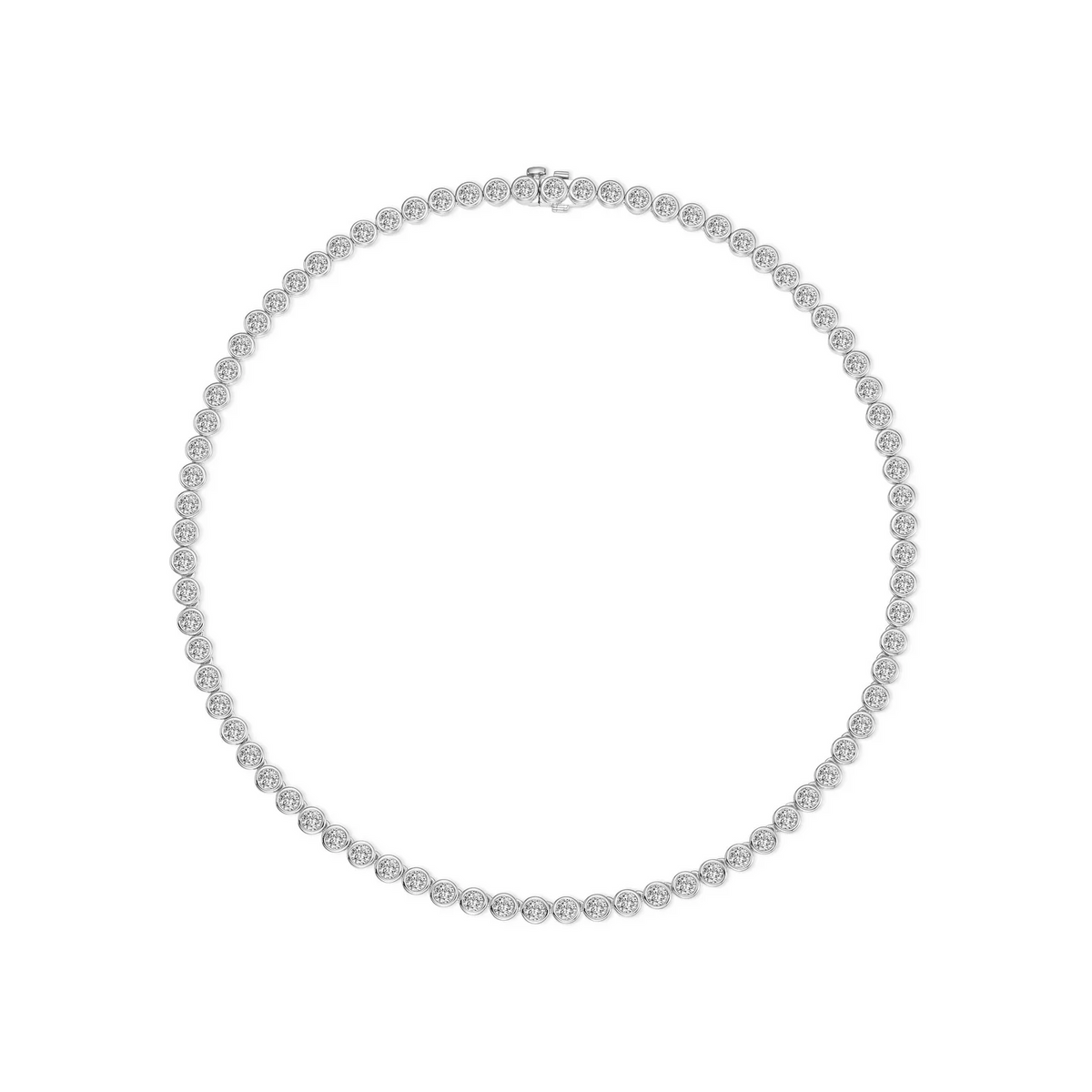 Simulated Diamond Bezel Tennis Necklace in Sterling Silver