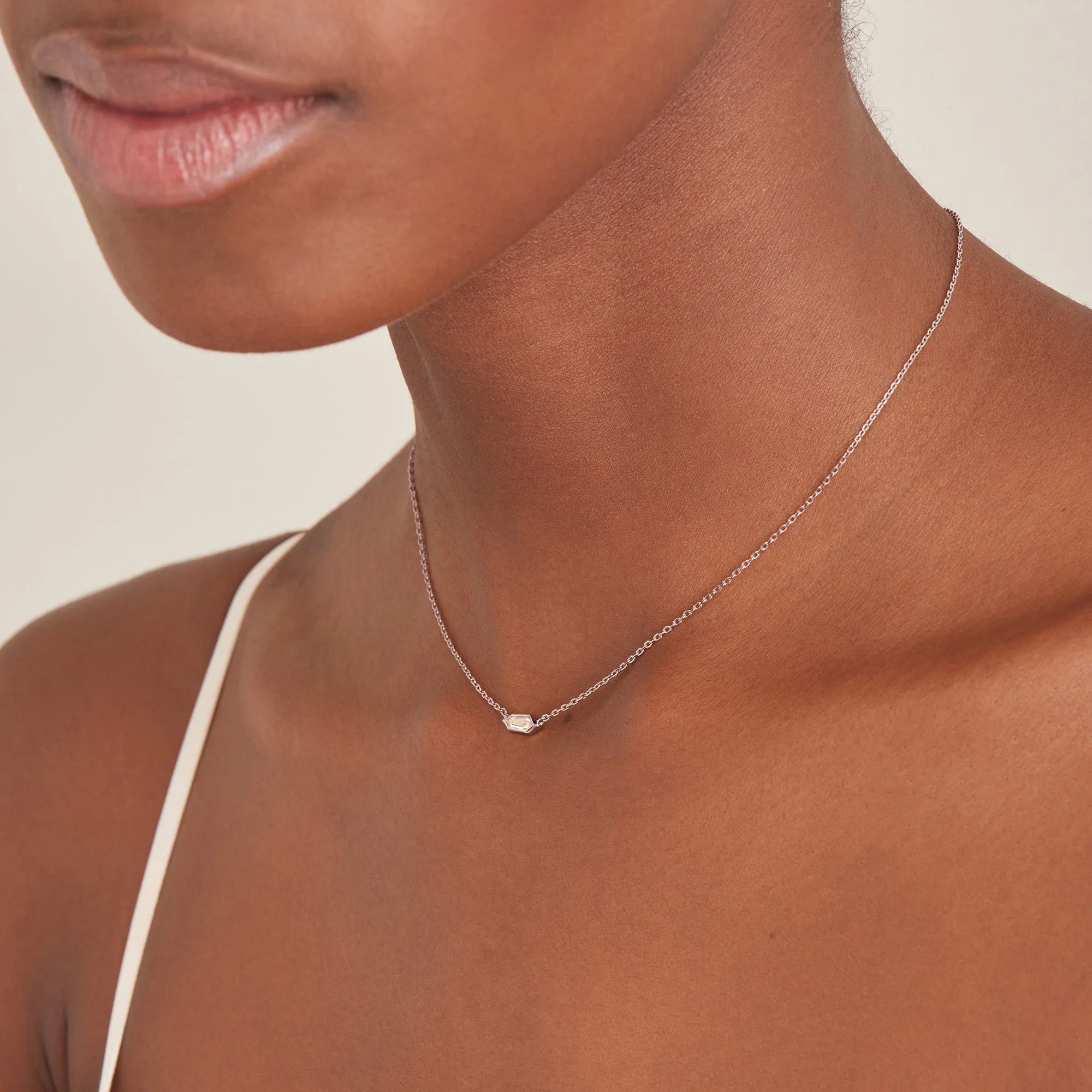 Silver Sparkle Emblem Chain Necklace in Sterling Silver JG