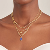 Gold Lapis Emblem Pendant Necklace