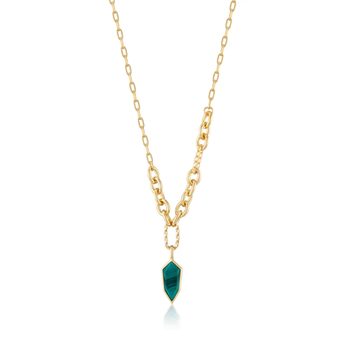 Gold Malachite Emblem Pendant Necklace