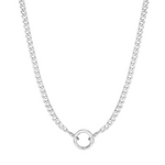 Silver Curb Chain Charm Connector Necklace