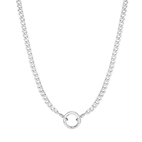 Silver Curb Chain Charm Connector Necklace