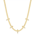 Gold Curb Chain Sparkle Point Necklace