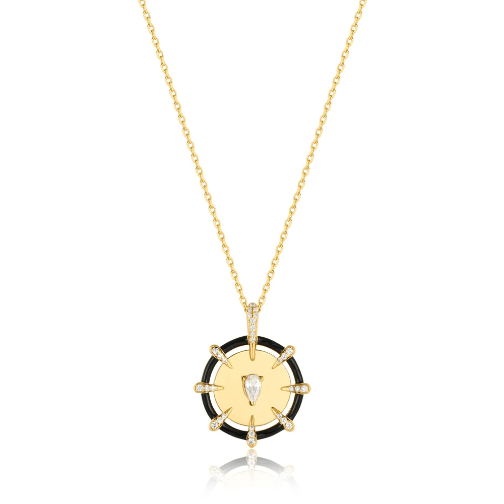 Gold Sparkle Point Medallion Necklace