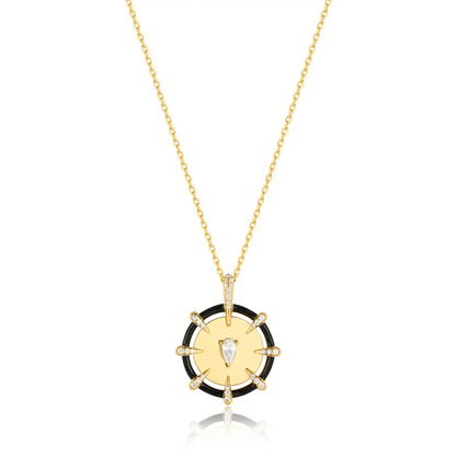 Gold Sparkle Point Medallion Necklace
