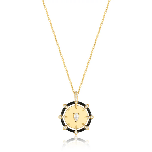 Gold Sparkle Point Medallion Necklace
