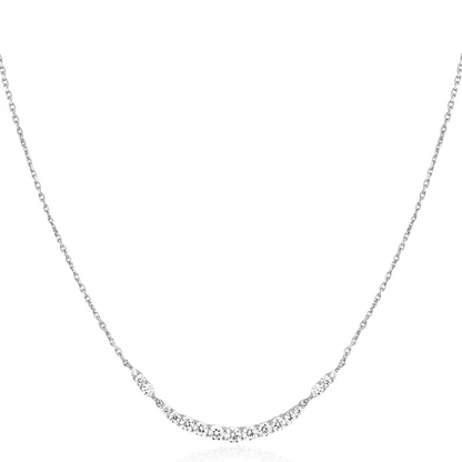 Pave Arc Necklace in Sterling Silver