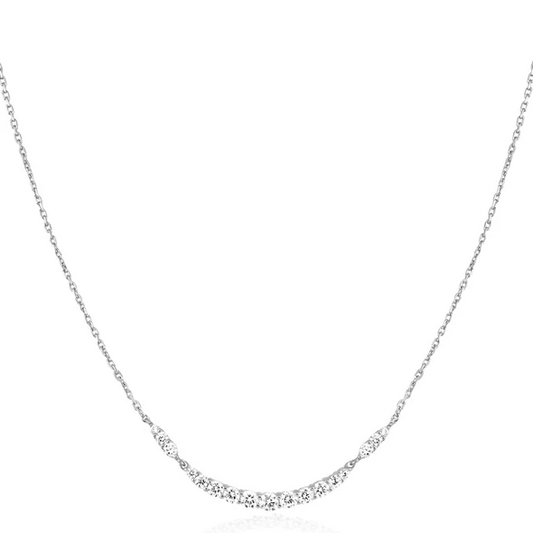 Pave Arc Necklace in Sterling Silver