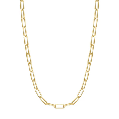 Paperclip Link Necklace in Gold Plated Sterling Silver