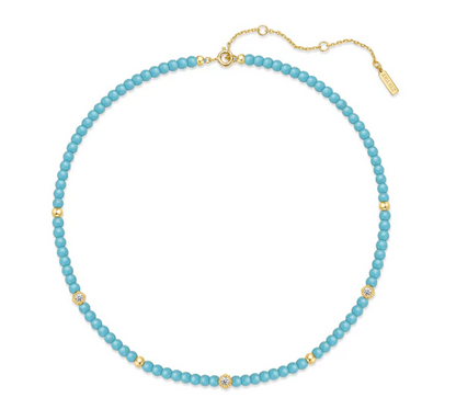 Created Turquoise Necklace in Gold Plated Sterling Silver