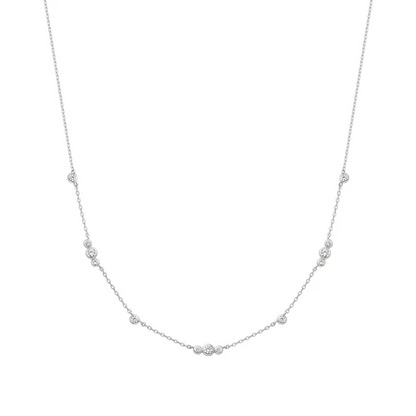 Bezel Cubic Zirconia Station Necklace in Sterling Silver
