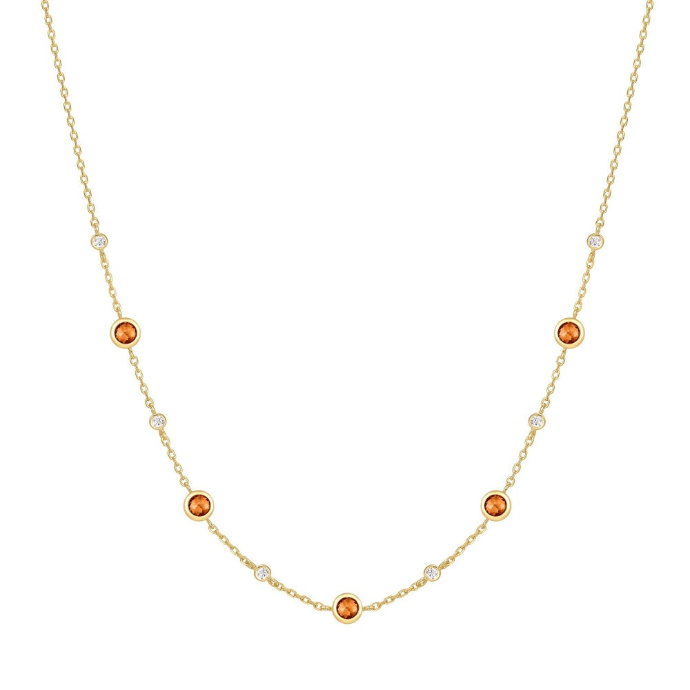 Nano Gem Station Necklace in Gold Plated Sterling Silver
