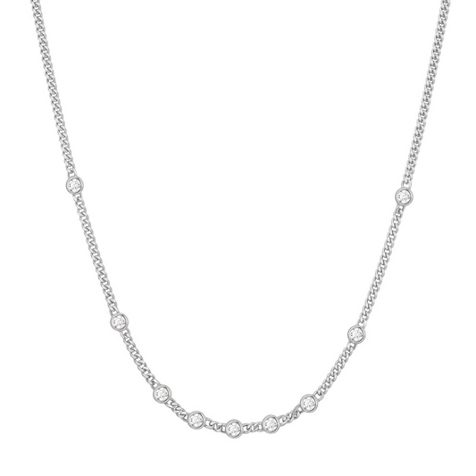 Stone Station Chain Necklace in Sterling Silver