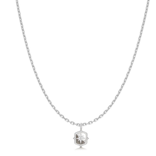 Color-Block Mother of Pearl Star Necklace in Sterling Silver