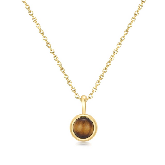 Tiger Eye Pendant Necklace in Gold Plated Sterling Silver