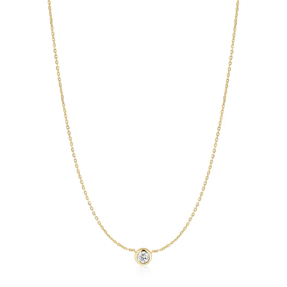 Zircon Bezel Necklace in Gold Plated Sterling Silver