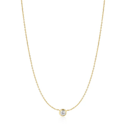 Zircon Bezel Necklace in Gold Plated Sterling Silver