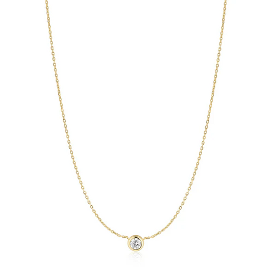 Zircon Bezel Necklace in Gold Plated Sterling Silver