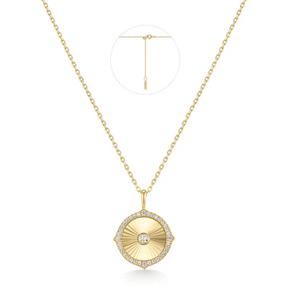 Diamond-Cut Sunny Disc Necklace in Gold Plated Sterling Silver