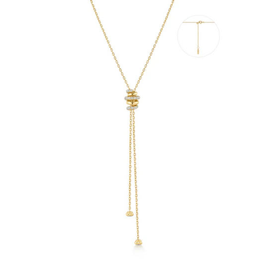 Twisted Rope Lariat Necklace in Gold Plated Sterling Silver