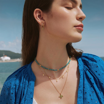 Leaf Station Necklace in Gold Plated Sterling Silver