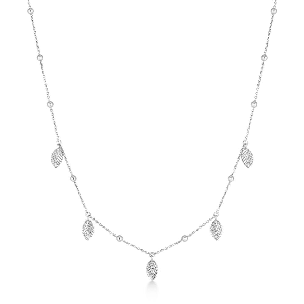 Leaf Station Necklace in Sterling Silver