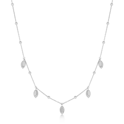 Leaf Station Necklace in Sterling Silver