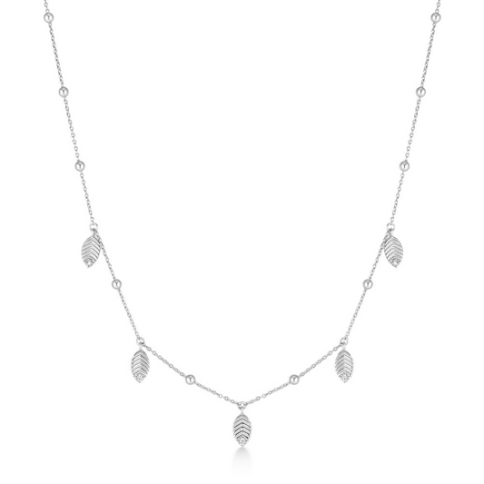 Leaf Station Necklace in Sterling Silver