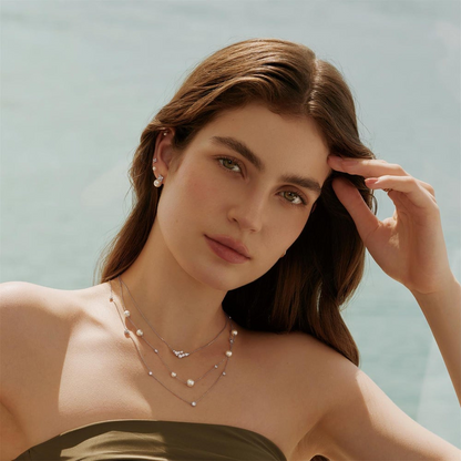 Pearl Cluster Necklace in Sterling Silver