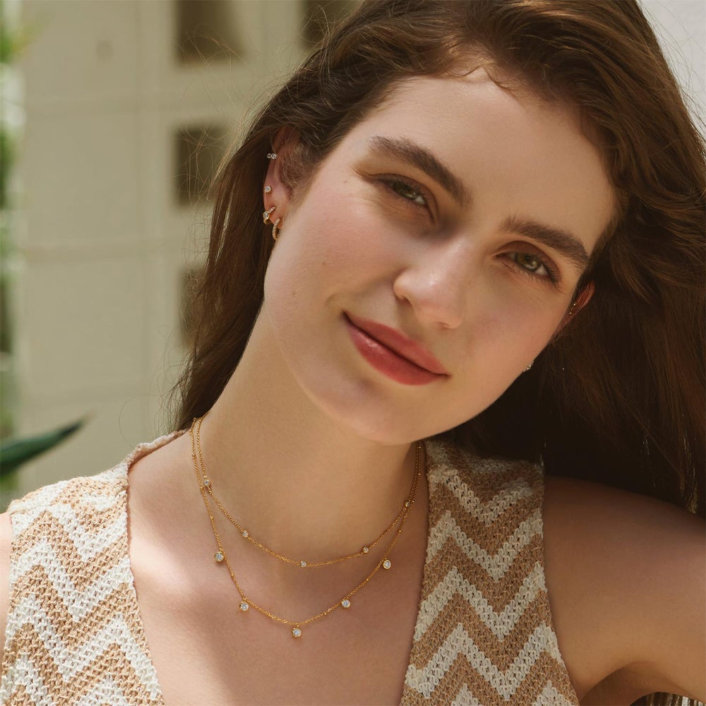 Bezel Droplet Necklace in Gold Plated Sterling Silver