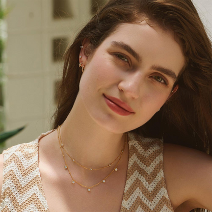 Bezel Droplet Necklace in Gold Plated Sterling Silver