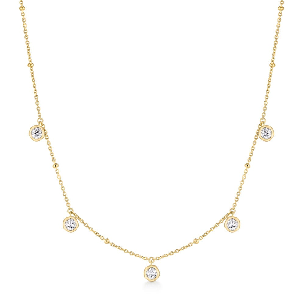 Bezel Droplet Necklace in Gold Plated Sterling Silver