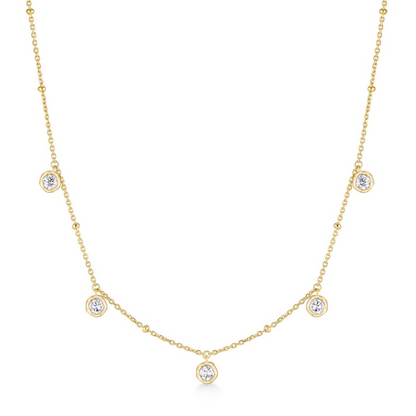Bezel Droplet Necklace in Gold Plated Sterling Silver